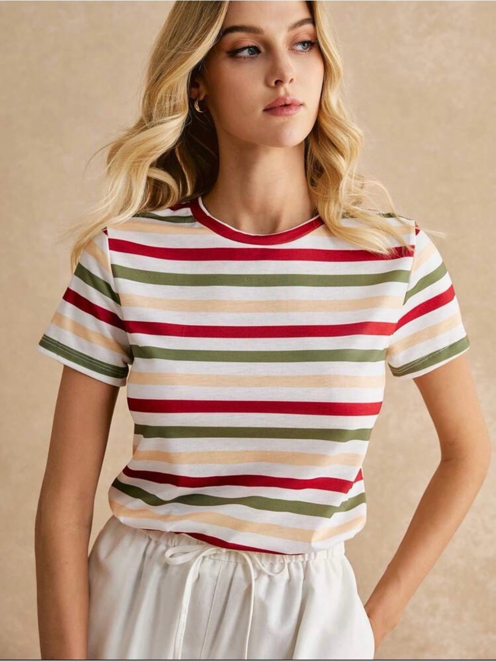 Classic Striped Short-Sleeve Crewneck Tee in Multi Stripe NWOT